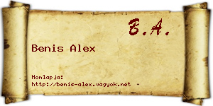 Benis Alex névjegykártya